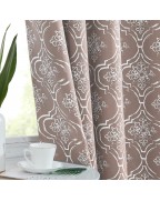 Taupe Plaid Clover Print Blackout Insulation Curtains